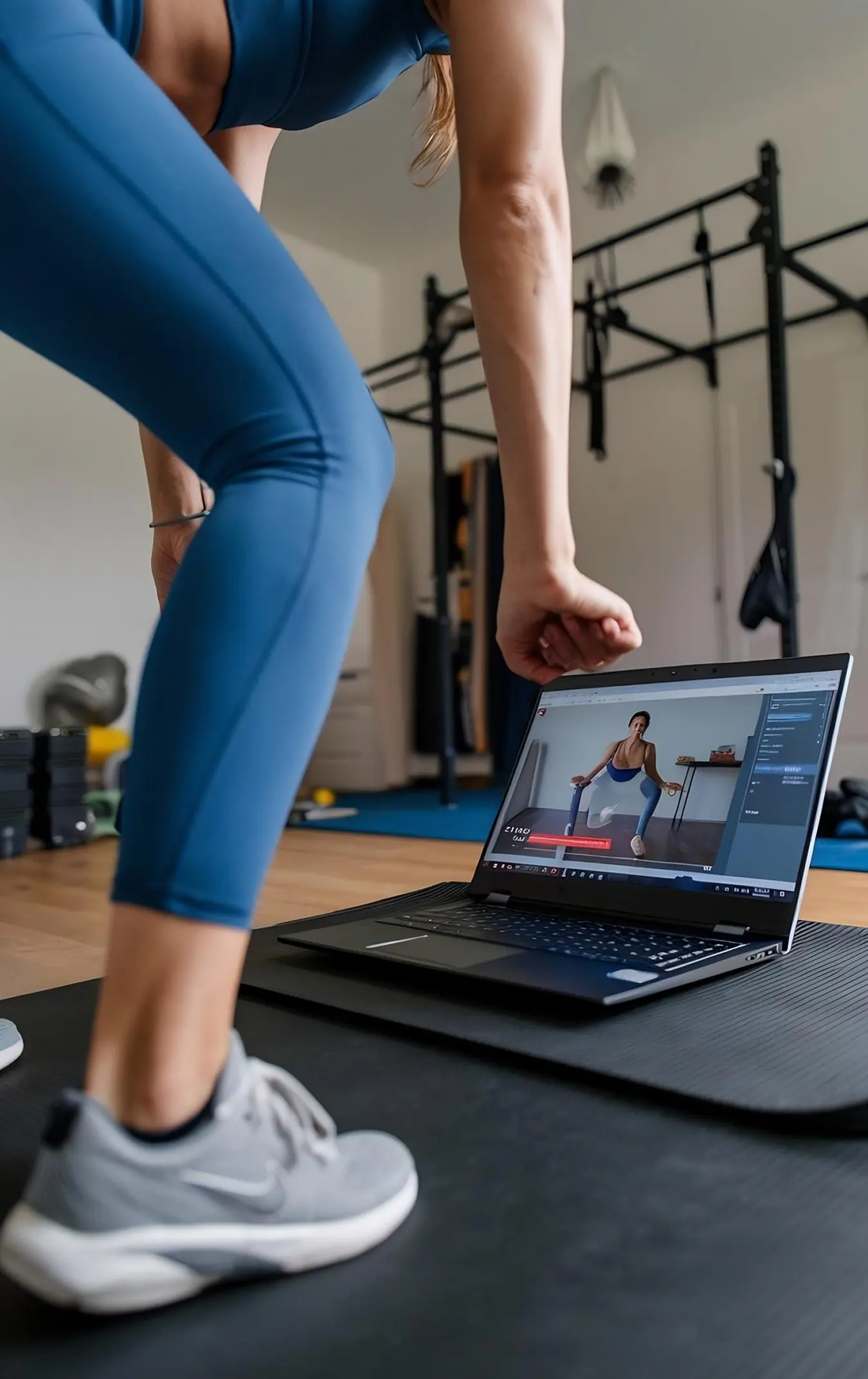 Personal trainer video call workout session