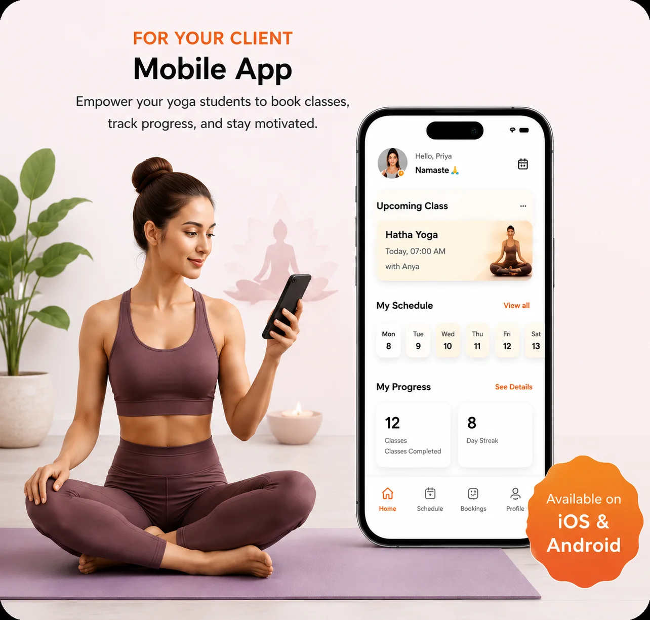 Yoga studio software mobile app