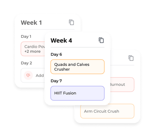 Workout app weekly schedule