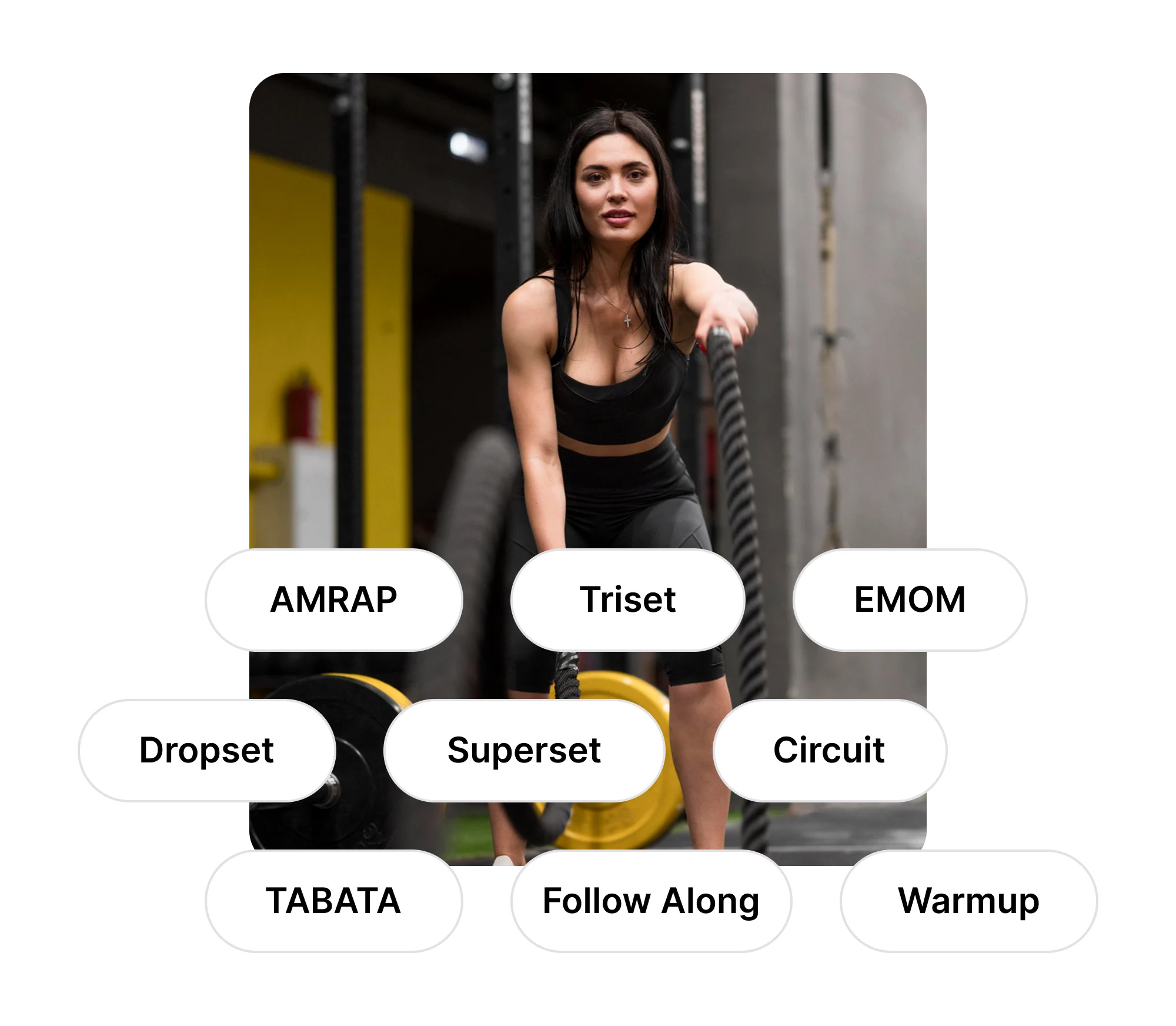 Workout app design for exercise routines and training modes
